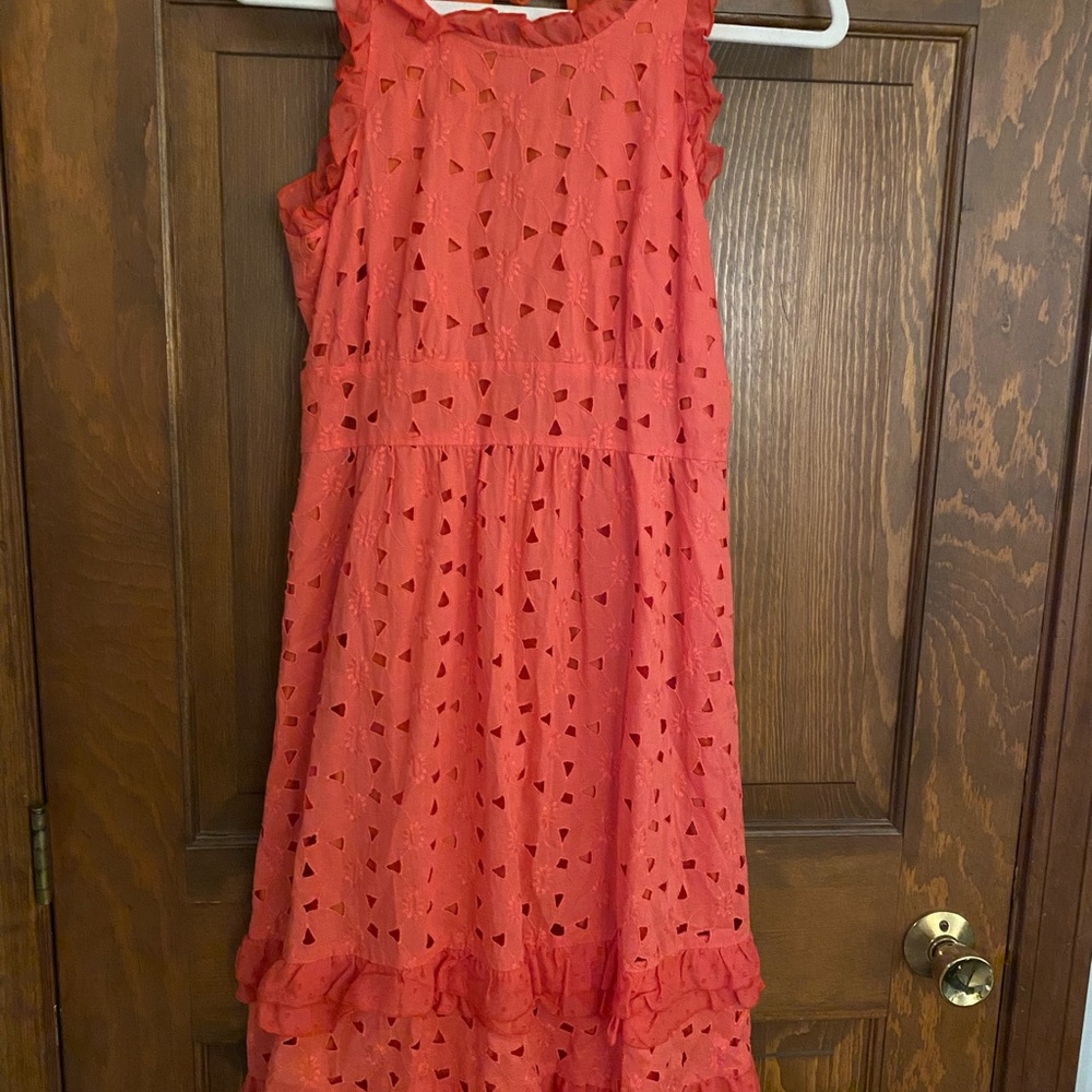 J. Crew- coral eyelet dress - Size 4